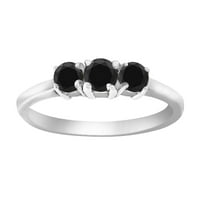 Mauli dragulji za angažovanje prstenova za žene 0. Carat Poboljšani crni dijamant tri kameni prsten