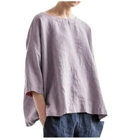 USMIXI ženske košulje meko pamučne posteljine casual plus veličine labav pulover vrhove ljetne rukave