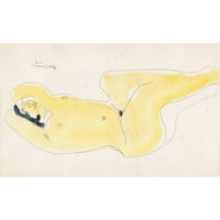 Reijer Stolk Crna Ornate Wood Framed Double Matted Museum Art Print pod nazivom: Leža gola žena