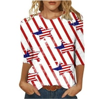 Košulje od 4. jula za žene Ljeto SAD zastave Crewneck rukave majice crveni tenkovi za žene