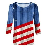 HFYIHGF 4th July Košulje za rukav za žene Ljeto Američka zastava Patriotski vrhovi Ležerne prilike za