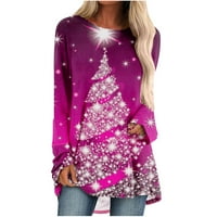 Ružni božićni džemper za žene smiješna slatka tiskana grafička masirka plus veličina pulover skromni