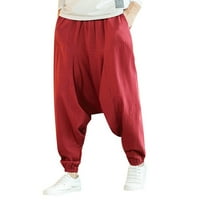 Simu ženske ležerne ravne pantalone Muški povremeni modni labavi čisti boja hop stilu pamuk i posteljina