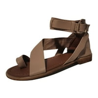 Ženske ravne sandale - Čvrste casual rimske ljetne sandale kaki