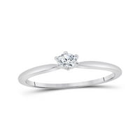 Dijamantna princeza 14kt Bijela zlata Žene Okrugli dijamant Solitaire Bridal Vjenčanje zaručni prsten