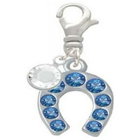 Delight nakit Silvertone plavi kristalni potkovac - silvertni kopča na šarmu sa čistom kristalnom padom