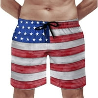 Muška crveno-plava-bijela-američka zastava Swim trunks Brzo suho kupalište Casual kupaći kostim Hlay