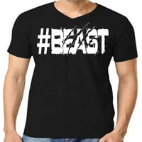 Muški Beast crni majica V-izrez srednje crne boje