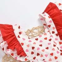 Godina haljina Old Toddler Girls Flyne rukave za Valentinovo Hearts Ispisana bezbedna princeza haljina