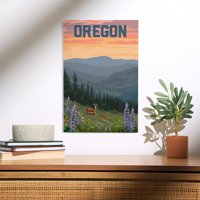 Oregon, jelen i proljeće cvijeće Birch Wood zidni znak