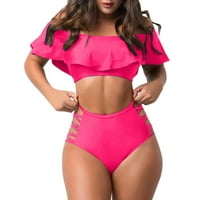FVWitlyh bikini setovi za žensko plivanje Žensko kupaći kostim ruffled off rame uska čvrsta boja Split