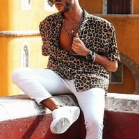 Muška košulja Dugi rukav zaglasnost Muška baggy Beach Leopard Ispis kratkog rukava Gumb Retro T majice