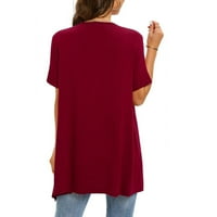 Ženski casual labav kratki rukav otvoren prednji ispis na vrhu ljetne majice za laganu bluzu