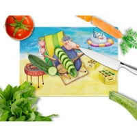 Caroline's Breasures Svinjom sunčanjem na plaži staklenu reznu ploču Veliki