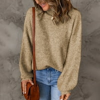 Ženski džemper- Lantern rukav za slobodno vrijeme Tors Turtleneck Solid Comfy Labavi pleteni džemper
