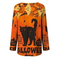 Jikolililili Žene Crewneck T majice Halloween Print Teses Kratki rukav Torbica za bluzu za bluze Halloween