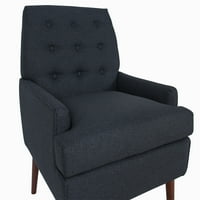 Moderna akcentna stolica, drvena tapecirana akcentna stolica, gumb kauč na kauču, čarobne lanene tkanine