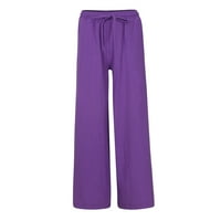 Pntutb Weens Cleance, ženske labave pune boje casual široke noge pantalone pamučne pantalone Rollback