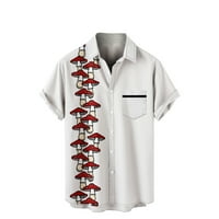 Dugme Swirts za muškarce Havajska labava fit gljive Ispiši košulje od kratkih rukava s džepom Ležerne