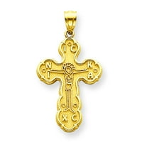 14k žuto zlatni ortodo Crucifi Privjesak Charm Nakit