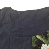 Ženski vrhovi ženske pamučne posteljine casual majica s kratkim rukavima bluza labava vrhova