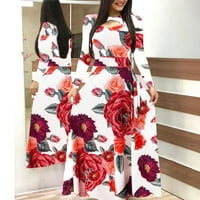 DETDTPE maxi haljina za žene modne žene s dugim rukavima cvjetni boho tisak duge haljine dame casual
