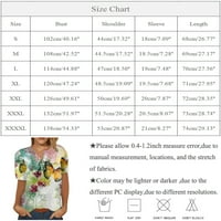 Ženski ljetni vrhovi modni ispisani uzorak gumb dolje džep na prsima bluza s kratkim rukavima 3xl
