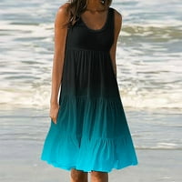 LOLMOT Ljetne haljine za ženske casual bez rukava Crew izrez Mini Party Beach haljina Gradijent Ispiši