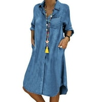 Ženske haljine Dužina koljena Ležerne prilike od tiskane rukave s V-izrezom Ljetna haljina plava L