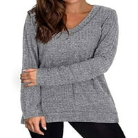 Dukseri za žene Čvrsti boje pletena pulover Duks povremeni džemper s dugim rukavima na vrhu alsol lamesa