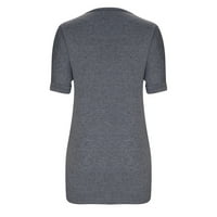 Ženske majice V-izrez Solid Boja kratki rukav Ležerne prilike za kratke tee, slatke grafičke košulje pune boje bluza Grey XXL