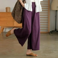 Olyvenn ponude Žene pune duljine hlače za žene Ležerne prilike ljetne elastične visoke struk posteljine