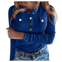 Košulje za žene Grafički gumb Jesenski vrhovi Boja FIT dame na rukavu plus veličina majica dugačke tanke