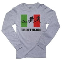 Italija Olympic - Triathlon - Zastava - Silouta muške majice dugih rukava
