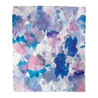 Bacajte pokrivač toplog ugodnog ispisa Flannel šareni uzorak ružičastih i plavih akvarelnih blotova