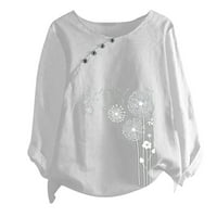 Ženski vrhovi pada modni ženski casual gumb cvjetni ispis kratkih rukava T-kratka bluza plus veličine