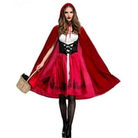 Žene APEPAL Halloween Kostim Cosplay Ball Party kapuljač s kapuljačom Shawl Haljina Crvena XL