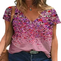 Bomotoo dame ljetne vrhove kratki rukav majica cvjetni tisak majica Labavi tee Holiday Tunic bluza ružičasta