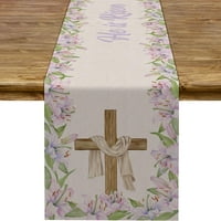 Reisen je trkač za stol Uskršnji Christian Cross Resurrection Lily Flower Spring Holiday Party Klizna