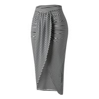 Žene Print High Squik čipkaste trake Duga suknja Elastična struka Split Omotana suknja Asimetrična nagnuta