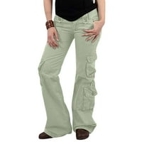 Teretne hlače Žene Ležerne prilike sa otvorenim strukom, bahače ravne noge, pantalone sa džepovima Vojska