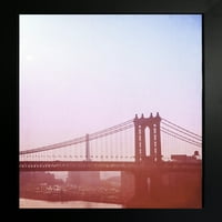 New York City Bridge Pink Manhattan ombre Sonja Quintero Graphic Art Print