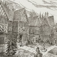 Kenyon Peel Hall 16. veka, u blizini Tyldesley, Manchester, Engleska. Iz savremenog tiska. Print plakata