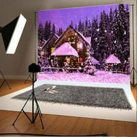 Greendecor Polyster 7x5FT fotografija Backdrop Božićni bor Šumski rustikalni drhti Kuća snijeg priroda