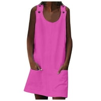 Haljine za ženske a-line bez rukava Ležerne a-line ljeto scoop haljina vruće ružičaste m