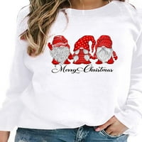 Justvh ženska božićna dukserica s dugim rukavima Xmas santa ispis pulover vrhova bluza