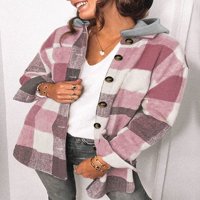 Žene Ležerne prilike karirane jakne sa jaknom dukserice dugih rukava dolje Flannel majice