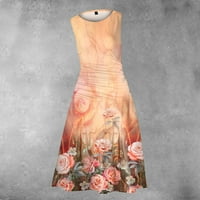 Ballsfhk haljine za ženske vintage Elegantne tiskane tunika struka Midi haljina ljetna casual haljina