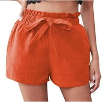 Jyeity Ženske kratke hlače ispod 10 dolara, visoki struk pune boje labave kratke hlače narančaste kratke