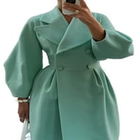 Glookwis ženski kaput dugih rukava Maxi Dužina Jakna Cardigan Warm Rever Party Green 2xl